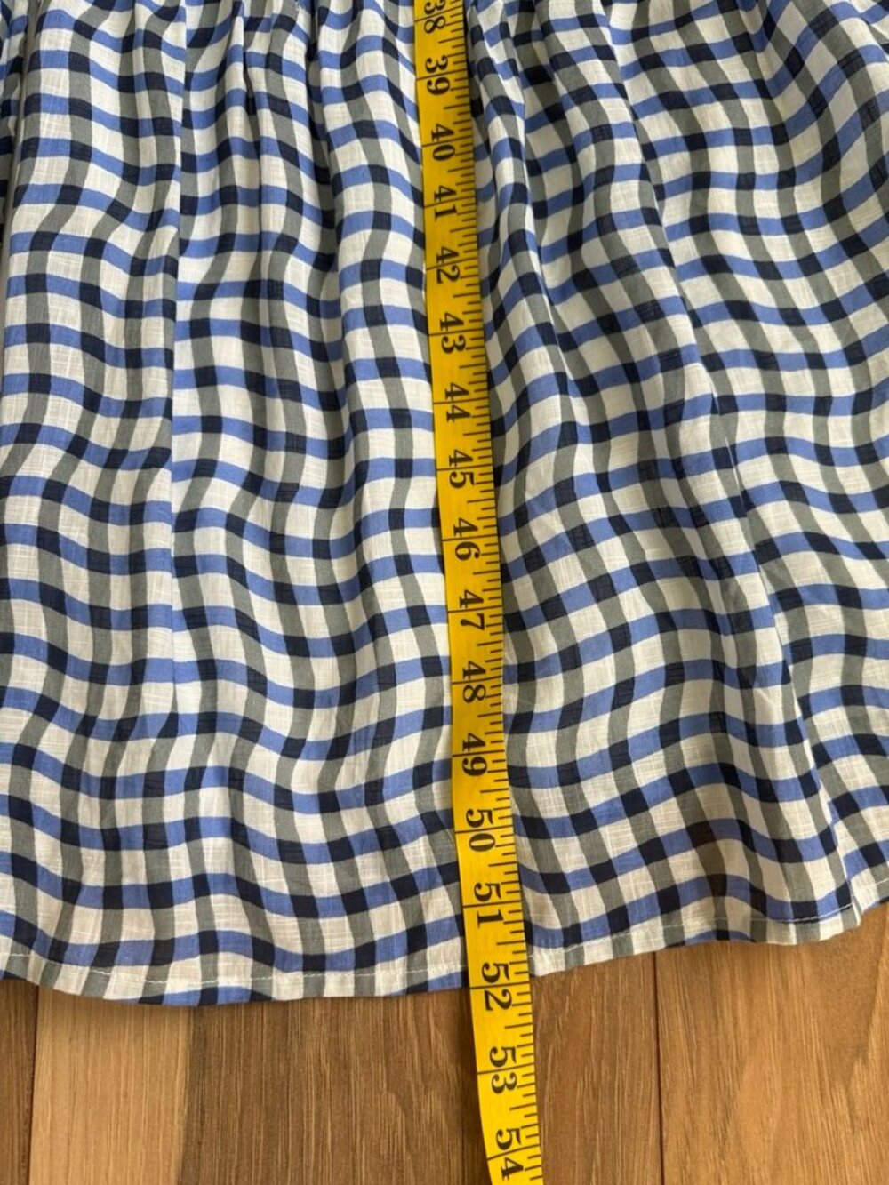 Anthropologie The Peregrine Blue Gingham Midi Dress Size S Cottagecore Winery - Picture 10 of 10